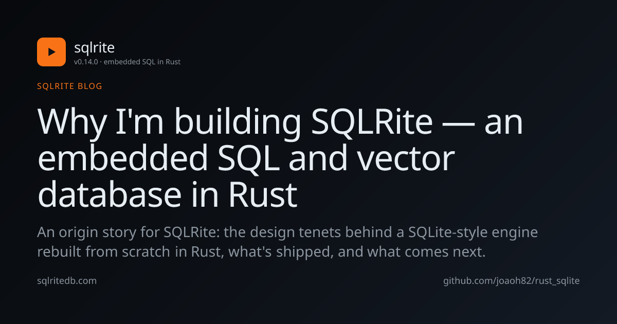 Why I'm building SQLRite — an embedded SQL and vector database in Rust ...