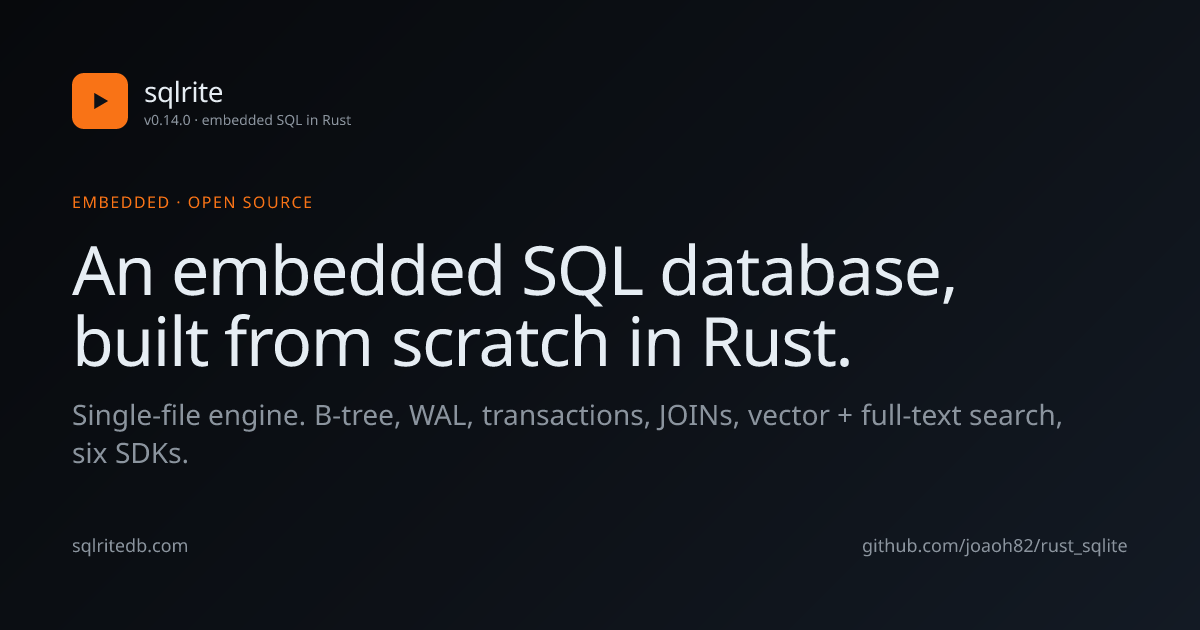 SQLRite — an embedded SQL + vector database in Rust